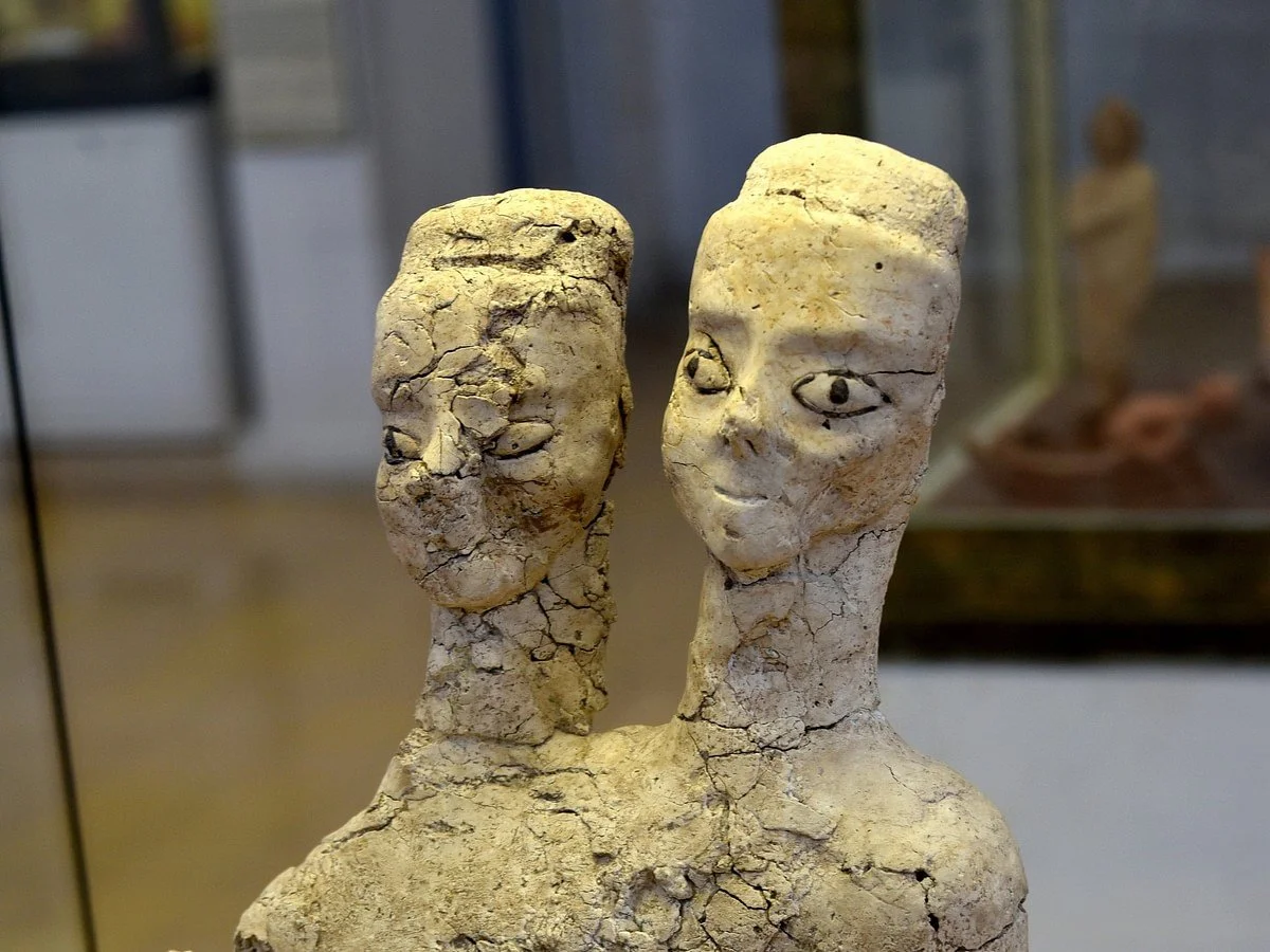 Two-headed plaster statue from Ain Ghazal, Jordan